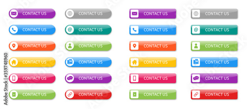 set icons of contact us button Isolated on white background. Vector Illustration.