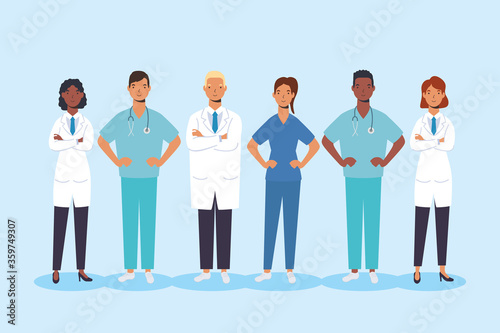 medical staff essential workers characters