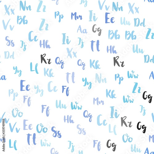 Light Pink  Blue vector seamless pattern with ABC symbols. Blurred design in simple style with signs of alphabet. Template for business cards  websites.