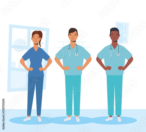 medical staff essential workers characters