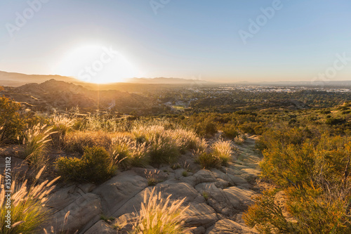 Rising sun at Santa Susana State Historic Park in the San Fernando Valley area of Los Angeles, California. photo