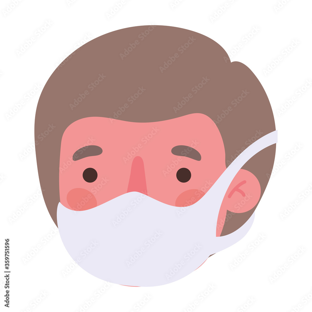 man head with mask design of medical care and covid 19 virus theme Vector illustration