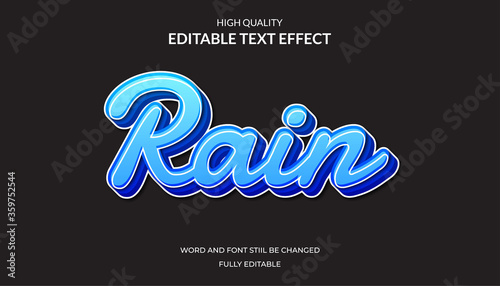 rain text effect, editable cartoon text style effect.