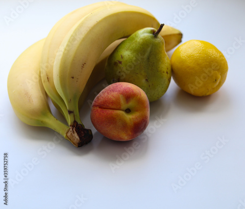 fresh fruit on a white background close up