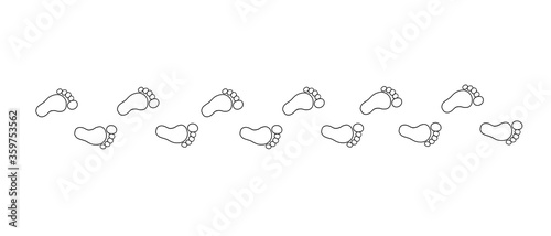 Fußabdruck schwarz weiß Füße barfuß Schritte Reihe an Schritten Barfußpfad Kette Füßchen Kinderfüße Junge Mädchen Symbol Logo Design Vector Vektor Layout Vorlage Template Schritt gehen laufen Zehen 