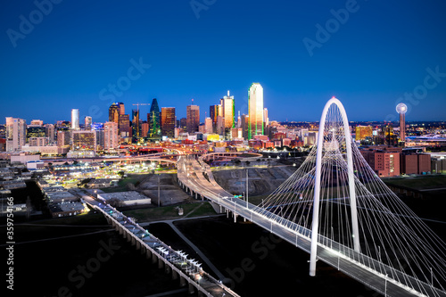 Dallas Skyline and Texas Bridge