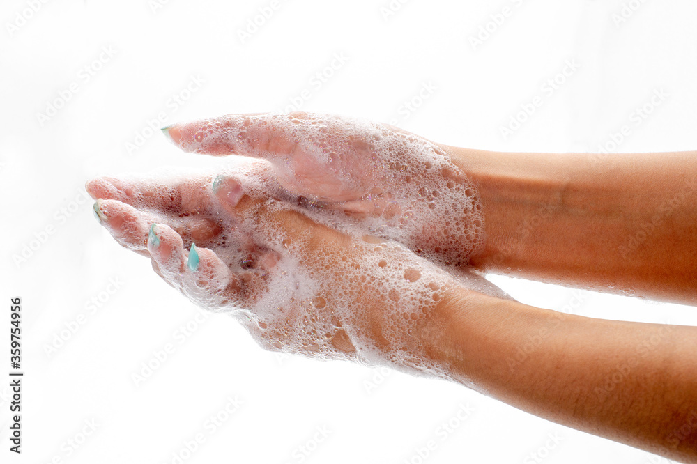 Washing hands with soap
Washing hands with soap
