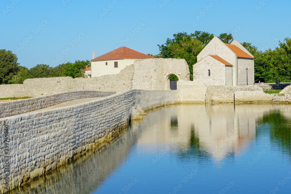 Dalmatian town of Nin, view of the main entrance, Adriatic, Croatia
