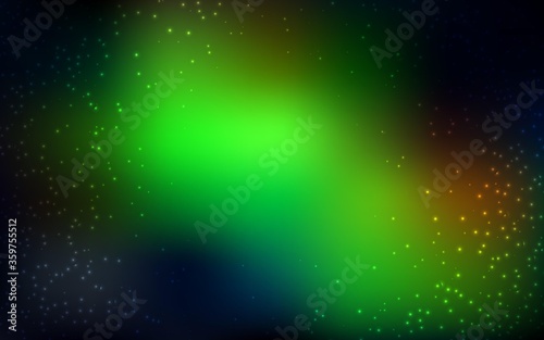Dark Green, Yellow vector layout with cosmic stars. Shining colored illustration with bright astronomical stars. Pattern for astronomy websites.