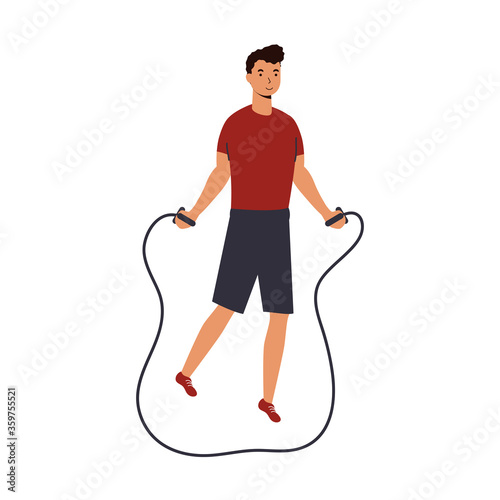 Man jumping lasso vector design