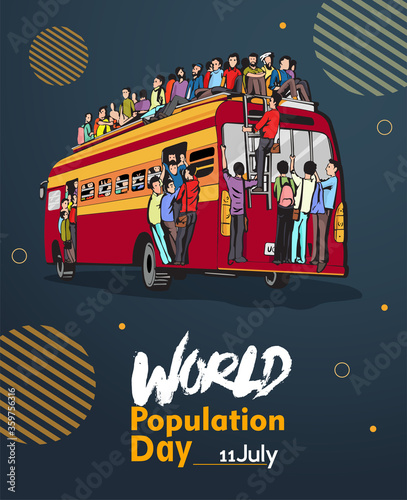 World Population Day, 11 July, Illustration,Poster Or banner Vector illustration.