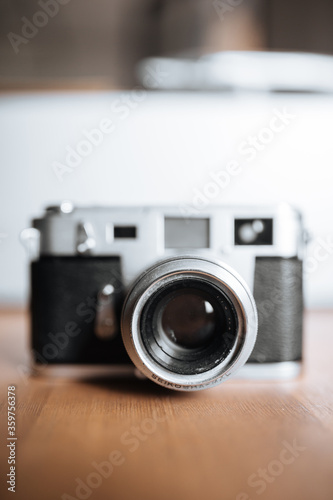 Vintage film camera on a white background