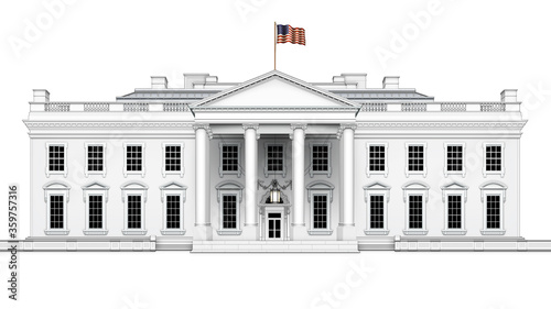 Isolated North View of the White House – – 3D Illustration