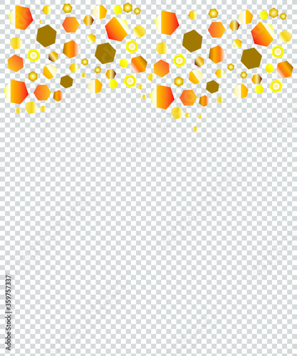 Golden shiny hexagons on top edge
