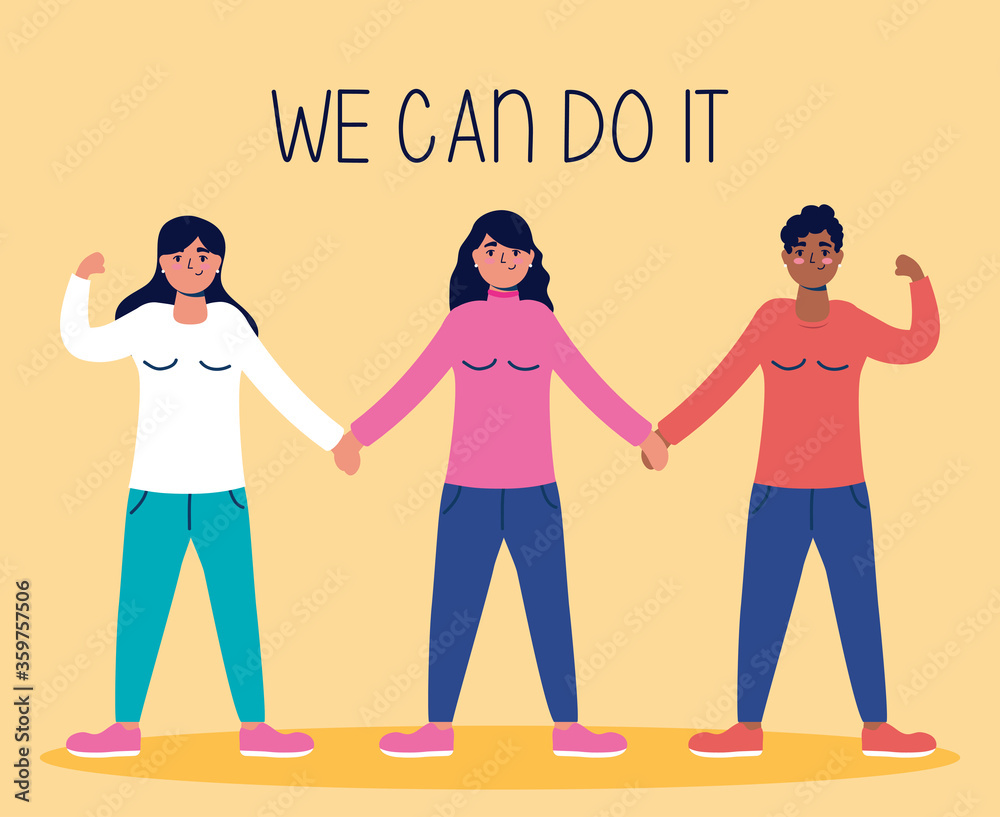 group of interracial women with we can do it message group of interracial women with we can do it message