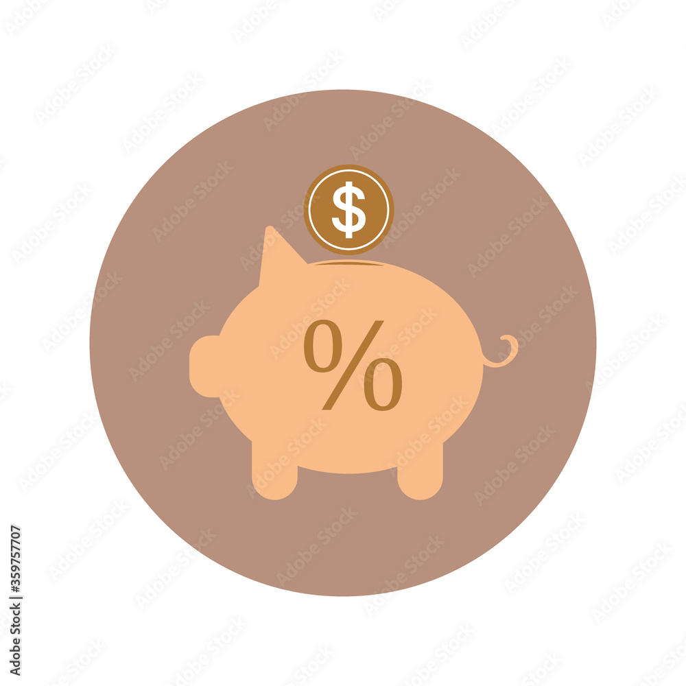 Fototapeta premium Piggy bank simple vector illustration in flat linework style. eps10