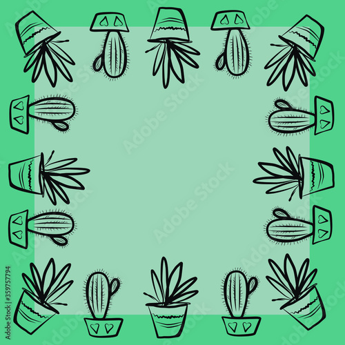 Pattern, a set of flowers in pots. Plants. Background. Frame. Set. Isolated image on a white background. You can move, disconnect.