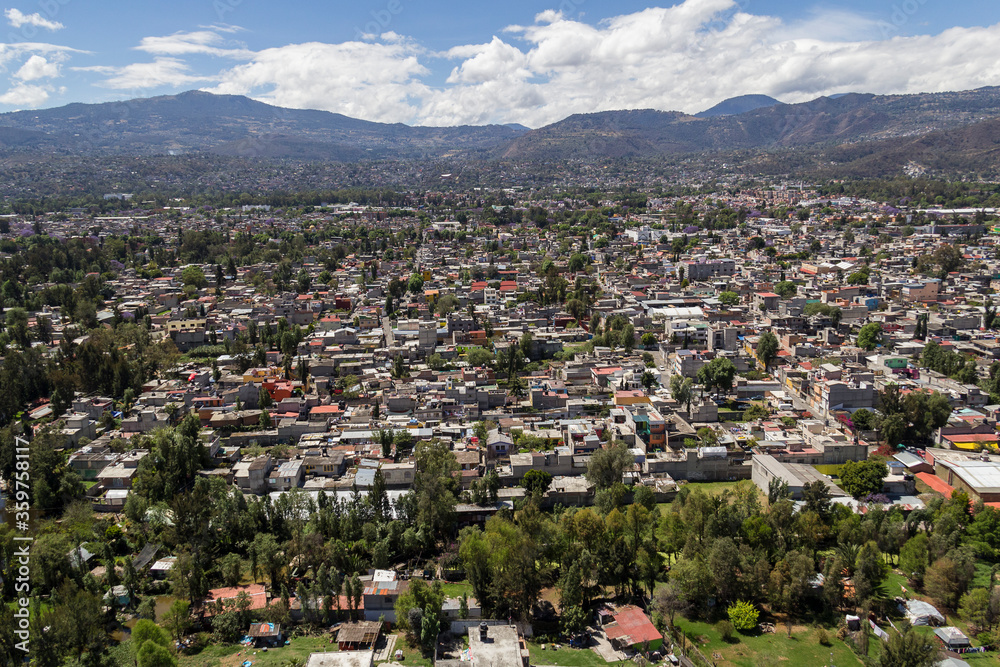Aerial view of Xochimilco town, part of Mexico City