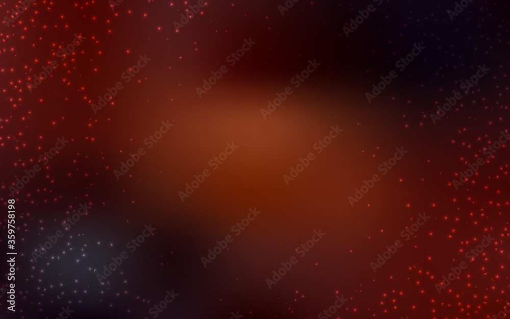 Dark Orange vector background with galaxy stars. Glitter abstract illustration with colorful cosmic stars. Template for cosmic backgrounds.