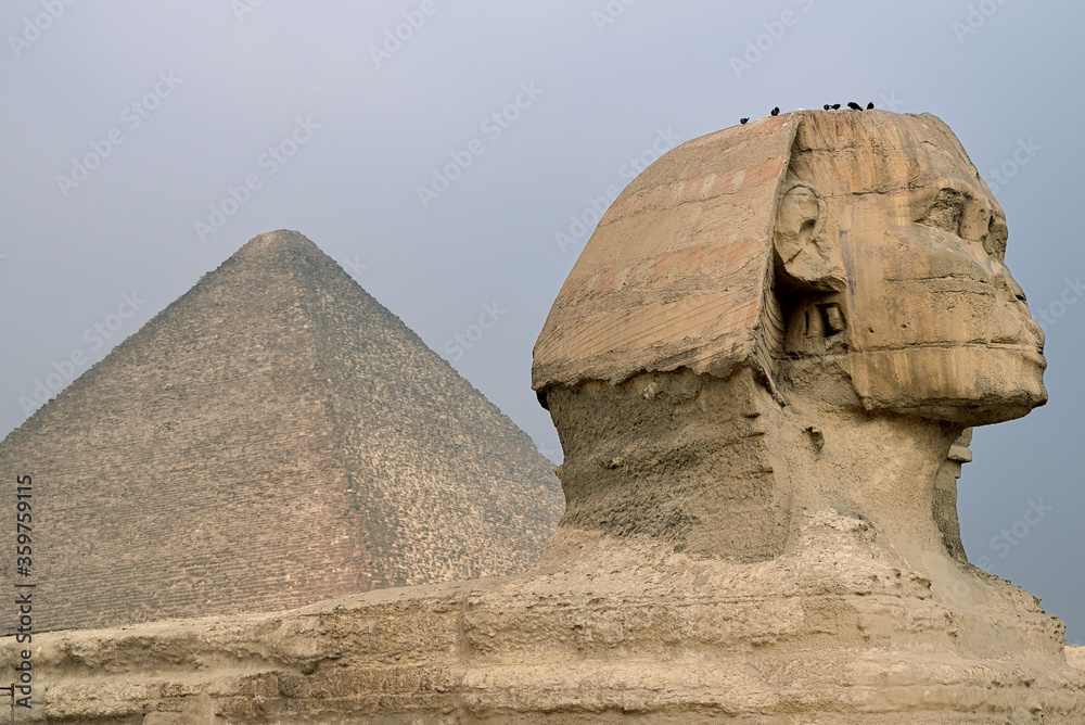 THE SPHYNX AND THE PYRAMID FROM THE OLD KINGDOM IN ANCIENT EGYPT. THE SPHYNX AND THE PYRAMID FROM THE OLD KINGDOM IN ANCIENT EGYPT.