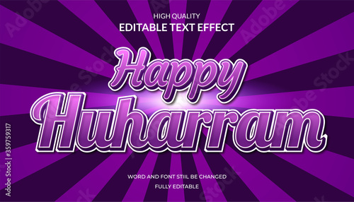 happy muharram text effect.