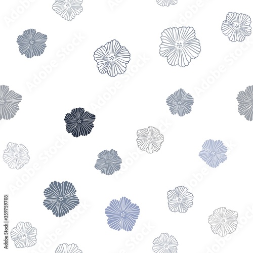 Light BLUE vector seamless natural background with flowers. Colorful illustration in doodle style with flowers. Pattern for trendy fabric, wallpapers.