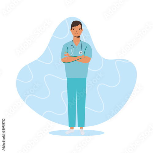 surgeon doctor essential worker character icon