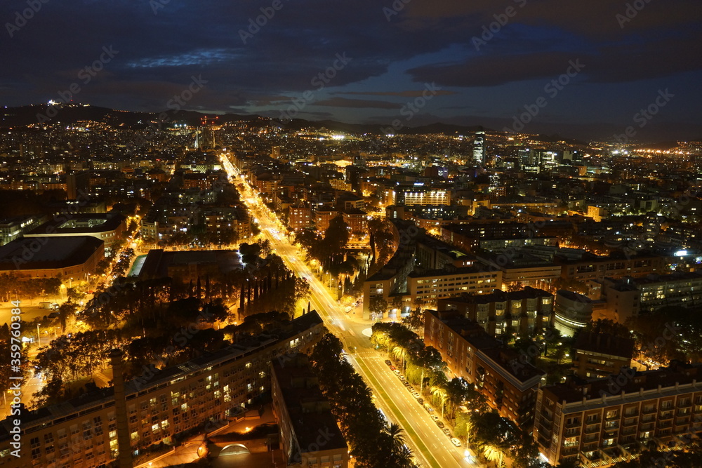 Barcelona panorama night 