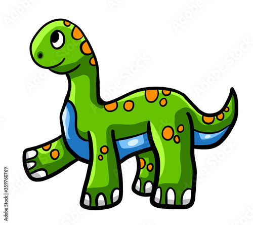 Stylized Big Green Happy Dinosaur