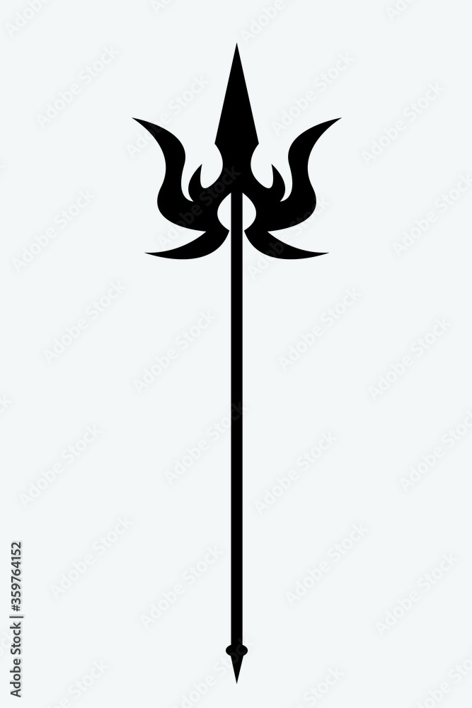 Trident graphic black tattoo art Design, trishul india weapon of lord shiva  graphic Design. Stock Vector | Adobe Stock
