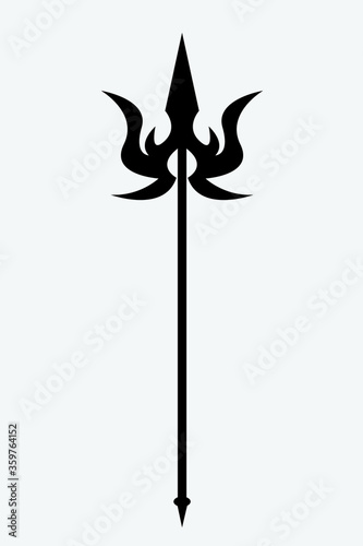 Trident graphic black tattoo art Design, trishul india weapon of lord shiva graphic Design.