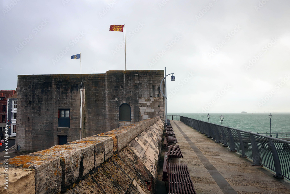 Walls of old navy fort in Portsmouth, England