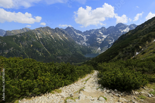 Fototapeta Naklejka Na Ścianę i Meble -  Tourist trail to Morskie Oko lake, Tatra Mountains, Poland