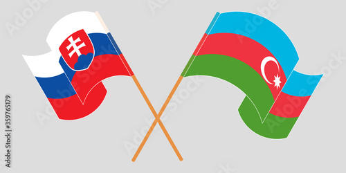 Photography Crossed and waving flags of Azerbaijan and Slovakia
