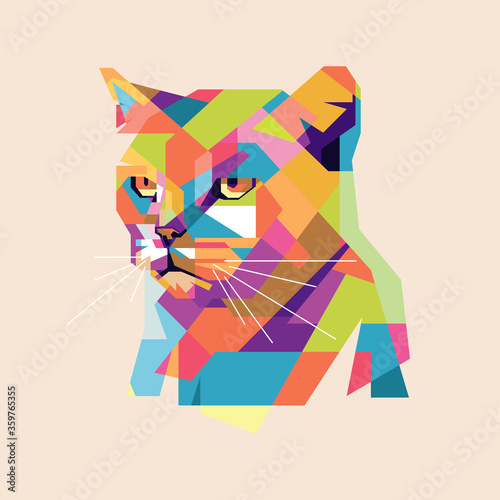 Vector illustration of a Cat. Colorful pop art of Cat