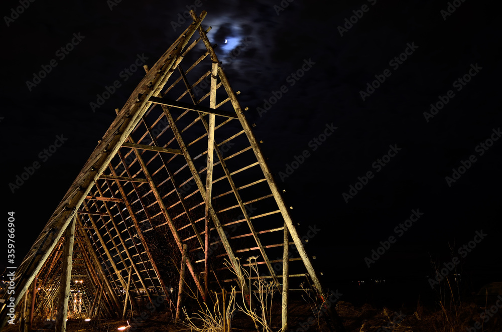 stockfish structure at night