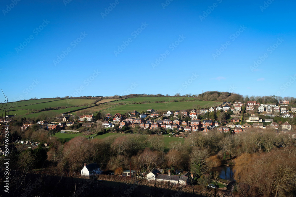 Carisbrooke town panoramic view, Isle of Wight, England