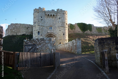 Carisbrooke Castle view by bright day, Isle of Wight, England photo