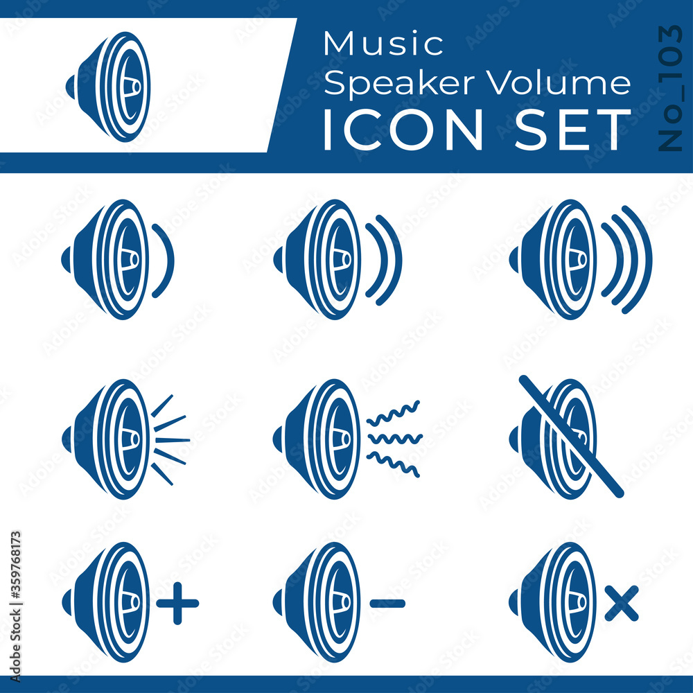 Plakat Audio Speaker Volume Icons Set. Vector and illustration.