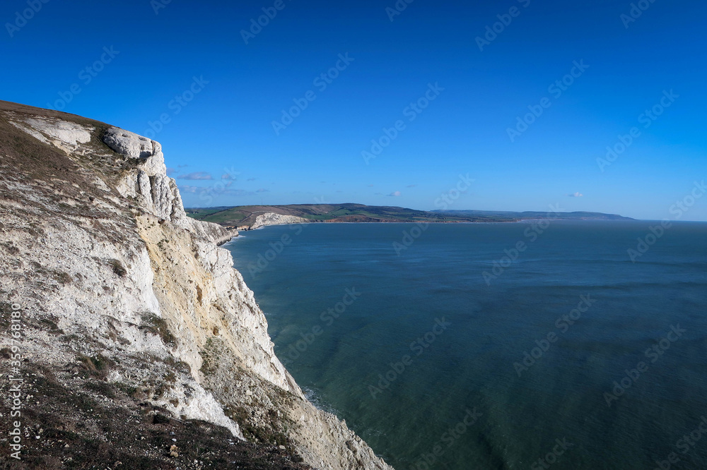 White cliffed rocks of Isle of Wight near Needles, England