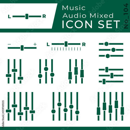 Audio mixer icon set. Equalizer icon collection. Vector and illustration. 