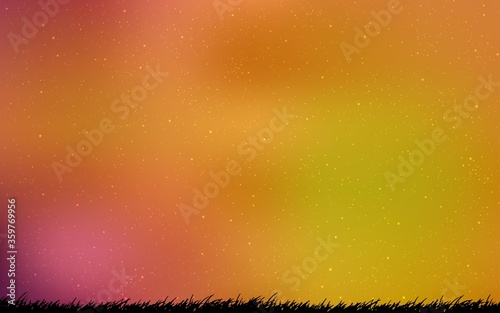 Light Red, Yellow vector texture with milky way stars. Shining illustration with sky stars on abstract template. Pattern for astronomy websites.