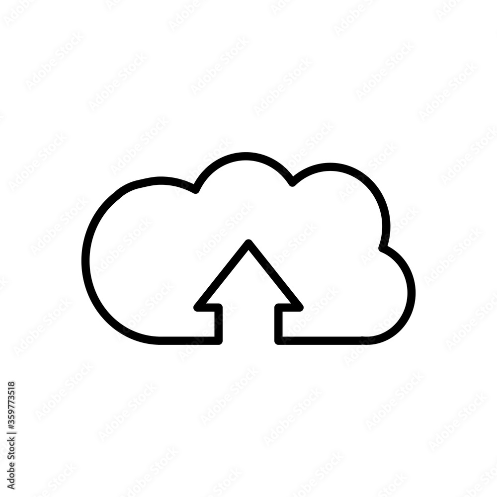 cloud storage with upload arrow icon, line style cloud storage with upload arrow icon, line style