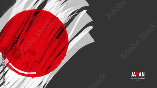 Japan painted flag background. Vector grunge brush stroke flag. Banner template.