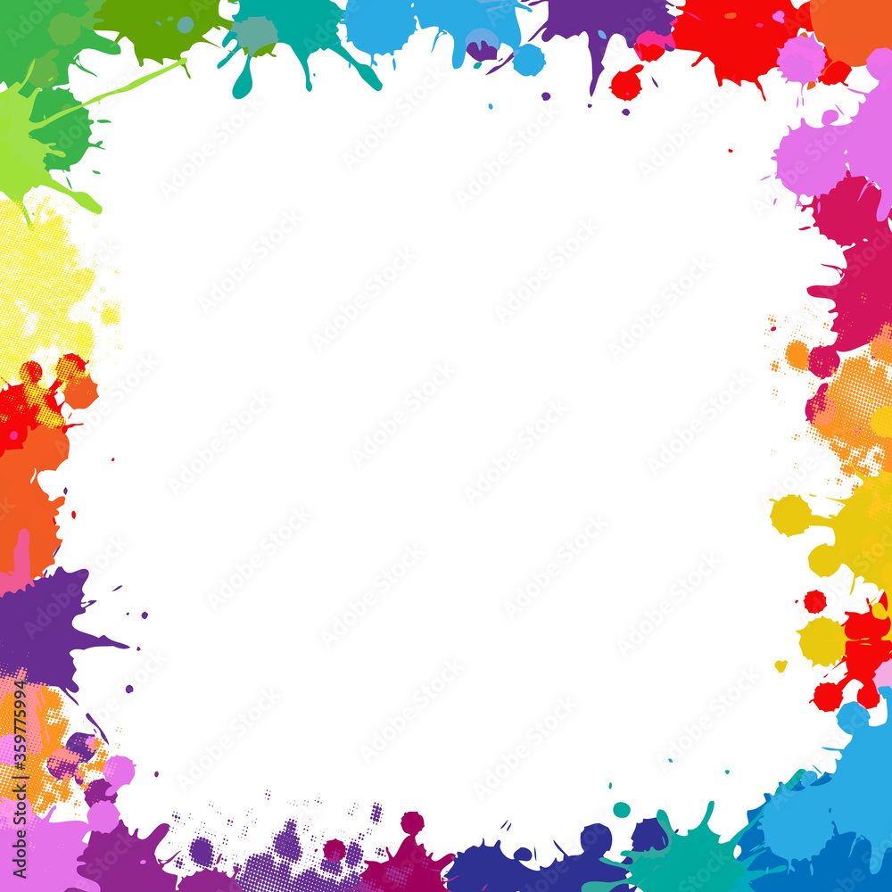 Colorful Frame With Blobs Isolated White Background, Vector ...