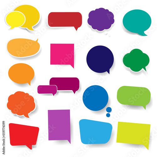 Color Speech Bubbles Collection In White Background With Gradient Mesh, Vector Illustration