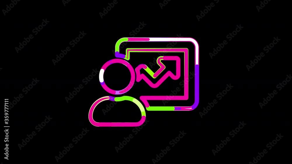 Circles gather in symbol user chart. After it crumbles in a line and moves to the camera. Alpha channel black