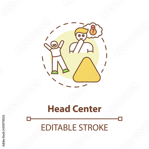 Head center concept icon. Individual motivation. Personal motivation. Chakra in body system. Human design idea thin line illustration. Vector isolated outline RGB color drawing. Editable stroke