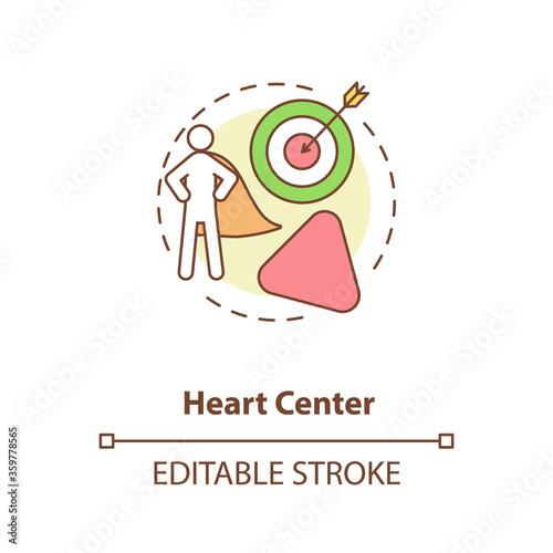 Heart center concept icon. Personal will. Ego and motivation. Chakra in body system. Human design idea thin line illustration. Vector isolated outline RGB color drawing. Editable stroke
