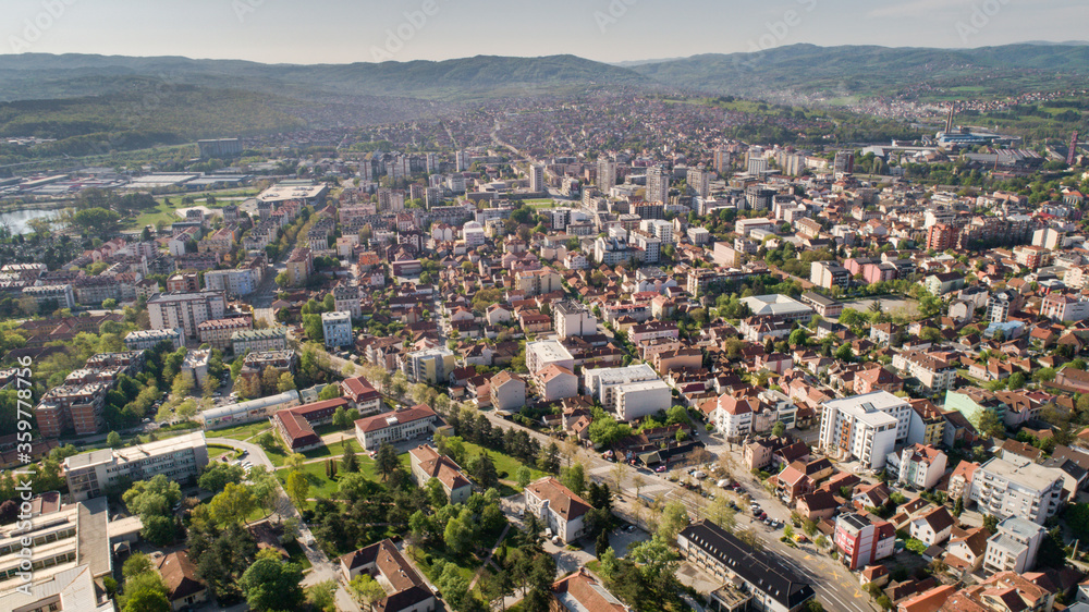 Aerial view of the city. Kragujevac, Serbia